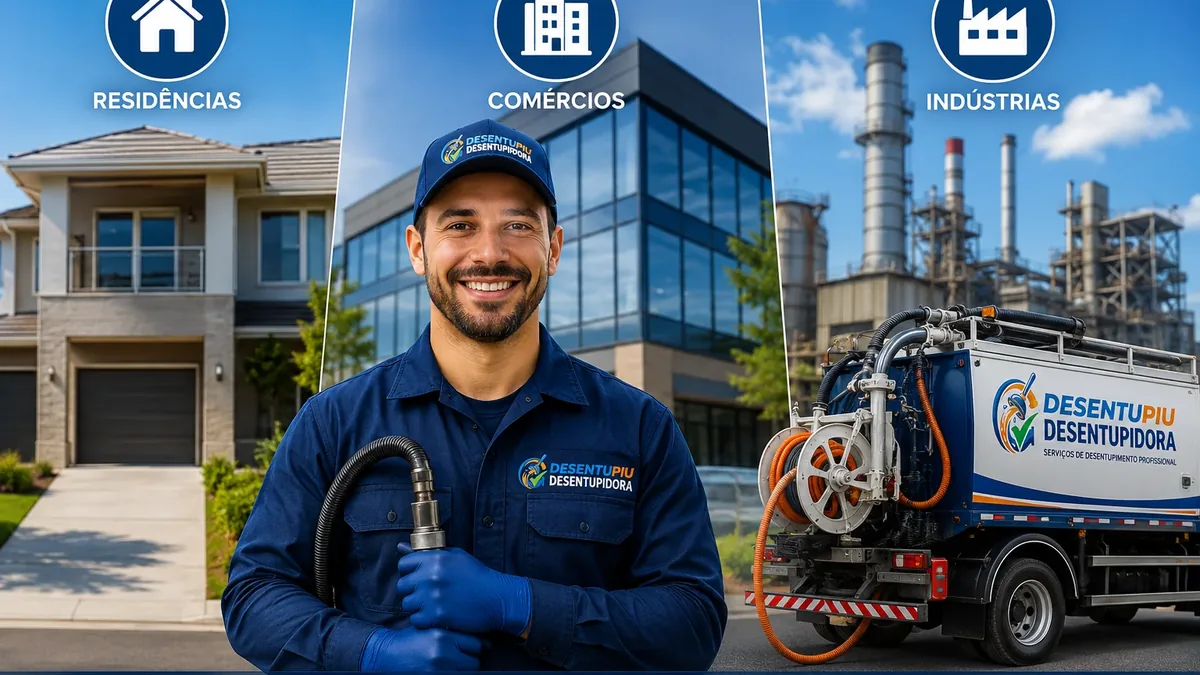 Atendimento residencial, comercial e industrial, Desentupiu, desentupidora 24h no interior de SP